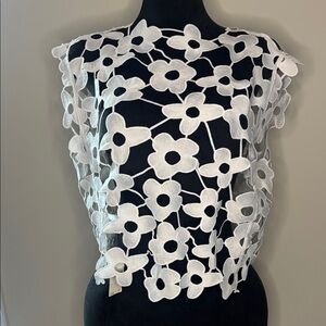 Maeve Anthropologie White Floral Lace Women Top One Size
